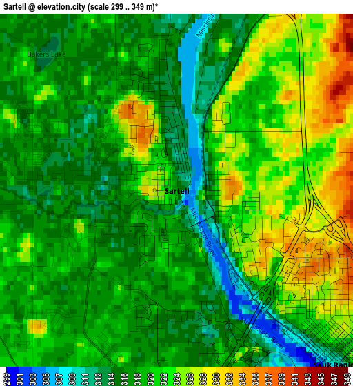 Sartell elevation map