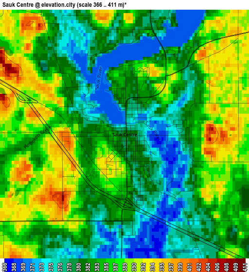 Sauk Centre elevation map