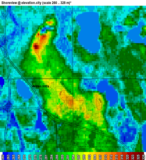 Shoreview elevation map