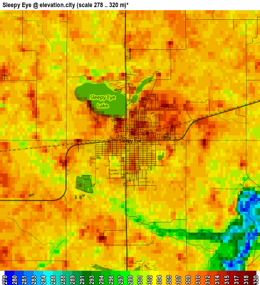 Sleepy Eye elevation map