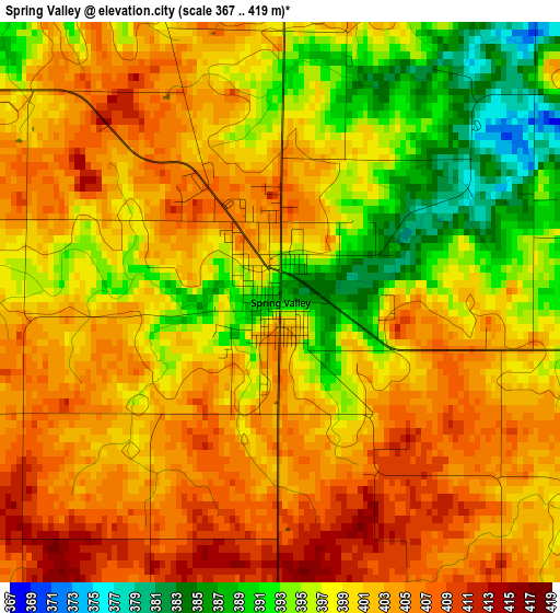 Spring Valley elevation map