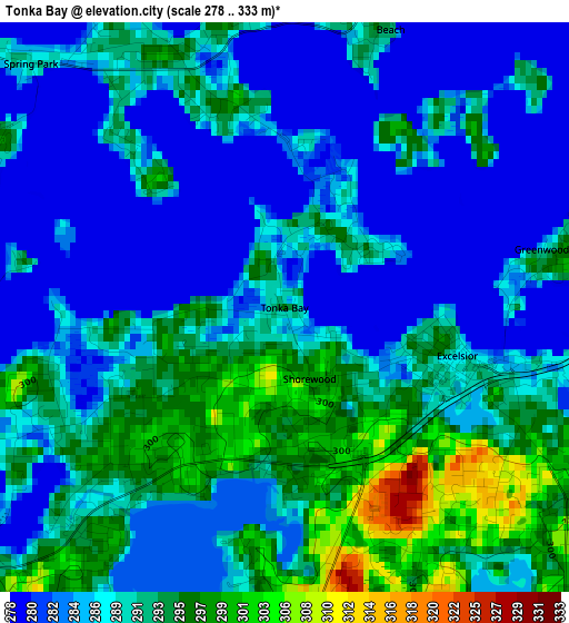 Tonka Bay elevation map