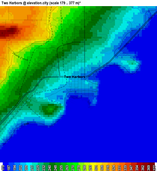 Two Harbors elevation map