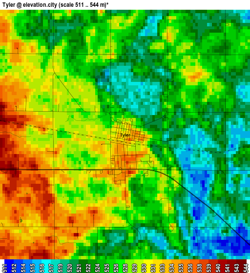 Tyler elevation map