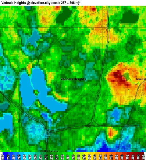 Vadnais Heights elevation map