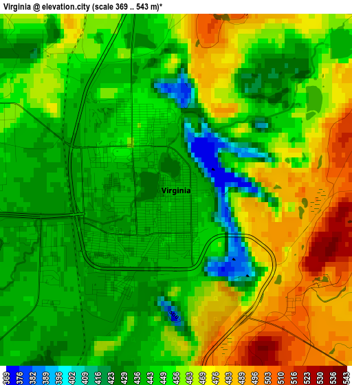 Virginia elevation map