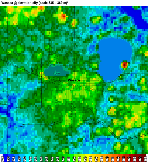 Waseca elevation map