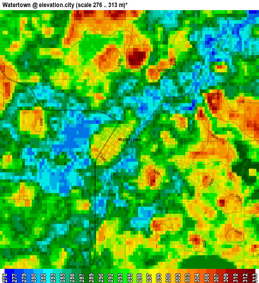 Watertown elevation map