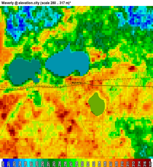 Waverly elevation map