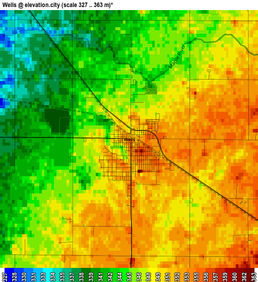 Wells elevation map