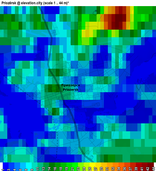 Priozërsk elevation map