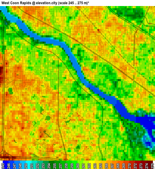 West Coon Rapids elevation map