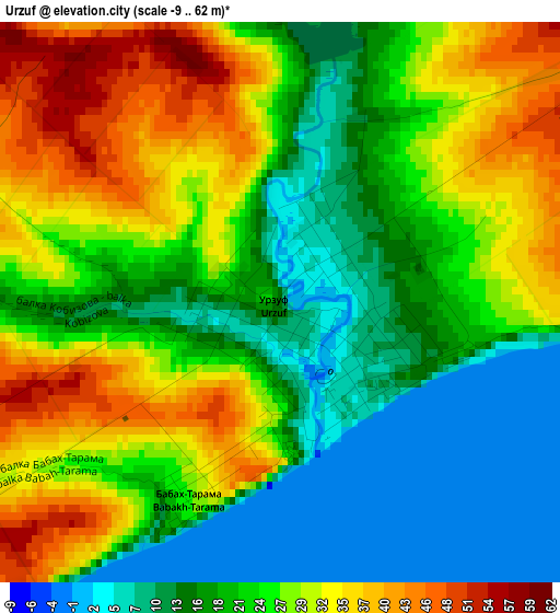 Urzuf elevation map