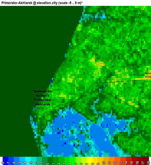 Primorsko-Akhtarsk elevation map