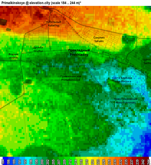 Primalkinskoye elevation map