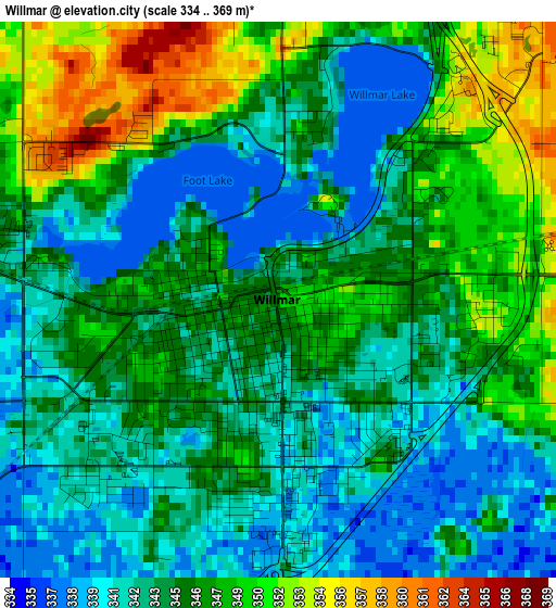 Willmar elevation map