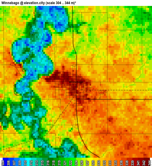 Winnebago elevation map