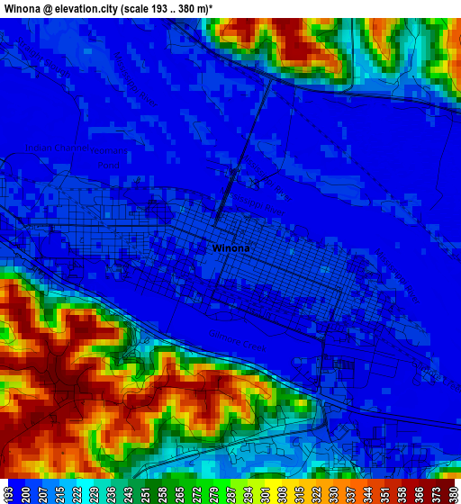 Winona elevation map