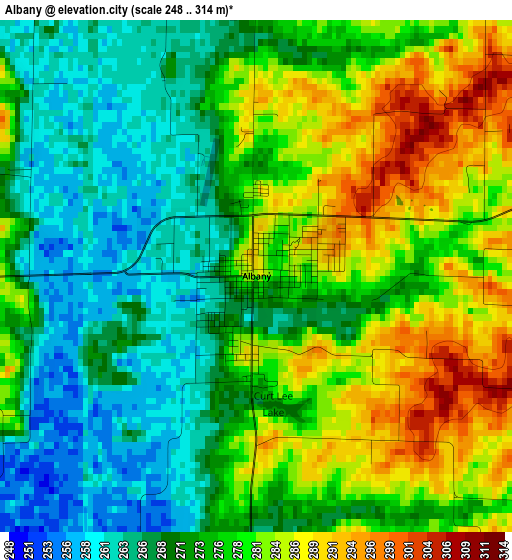 Albany elevation map