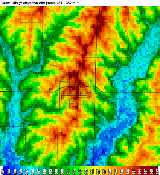 Grant City elevation map