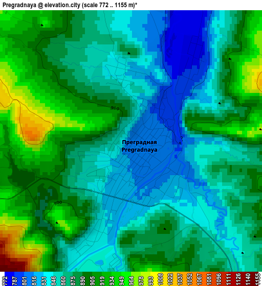 Pregradnaya elevation map