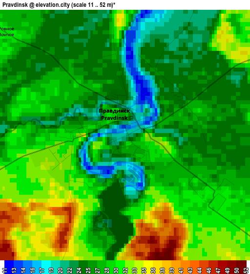 Pravdinsk elevation map