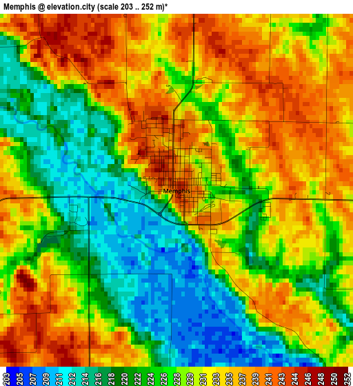 Memphis elevation map