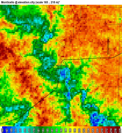 Monticello elevation map