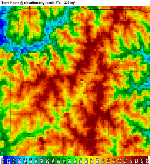 Terre Haute elevation map