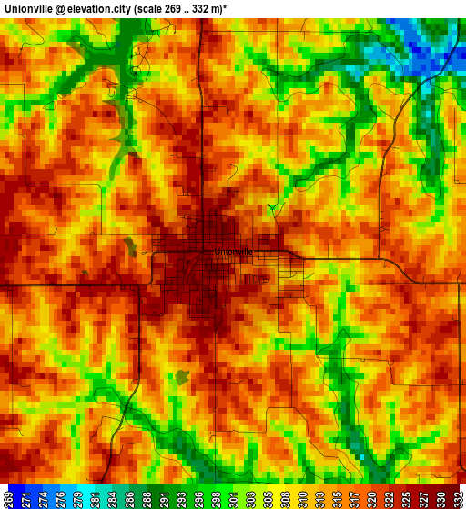 Unionville elevation map