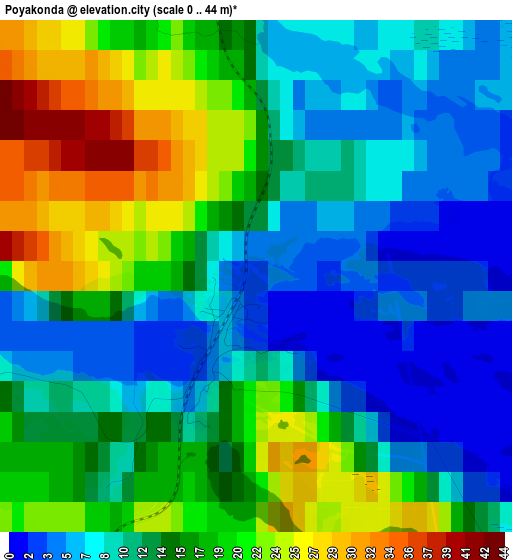 Poyakonda elevation map