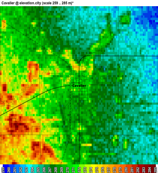 Cavalier elevation map