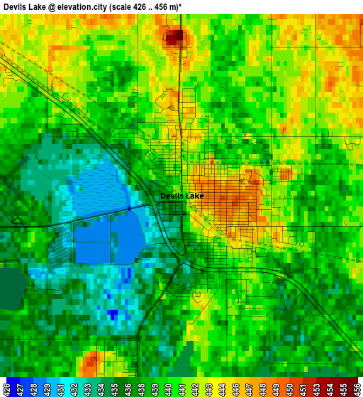 Devils Lake elevation map