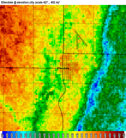 Ellendale elevation map