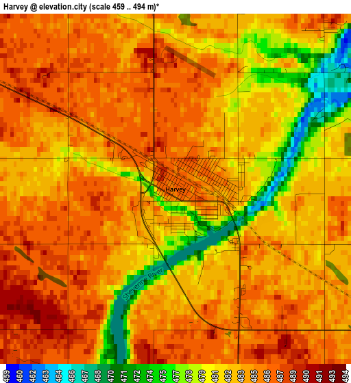 Harvey elevation map