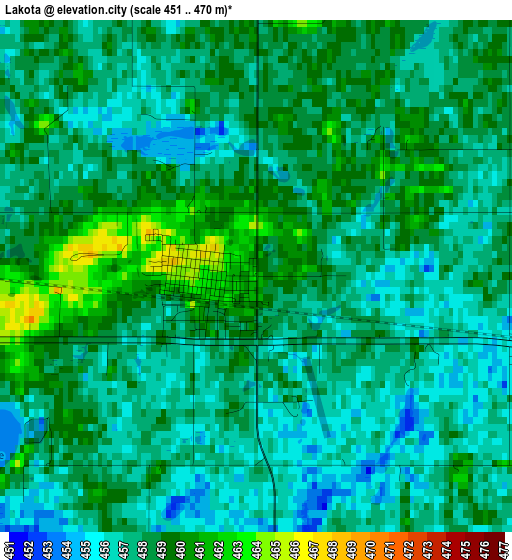 Lakota elevation map