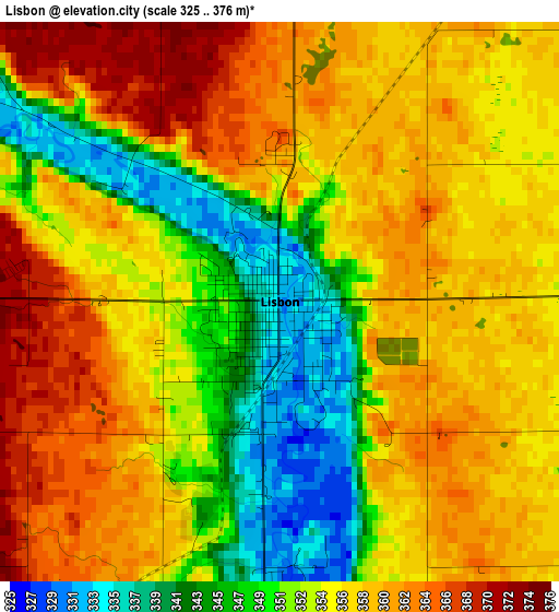 Lisbon elevation map