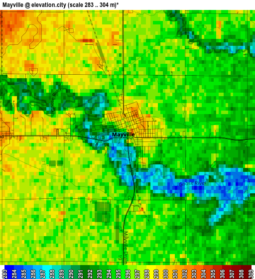 Mayville elevation map