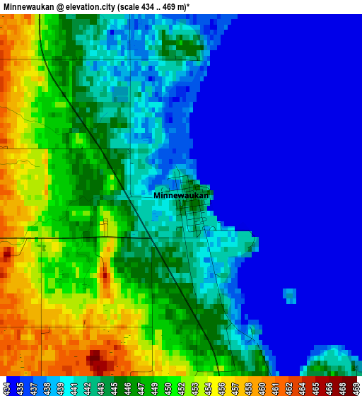 Minnewaukan elevation map