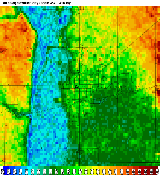 Oakes elevation map