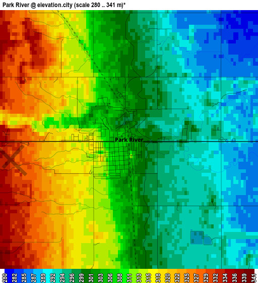 Park River elevation map