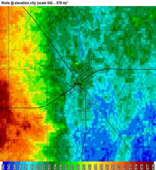 Rolla elevation map