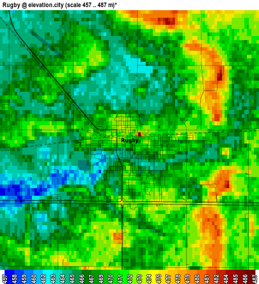 Rugby elevation map