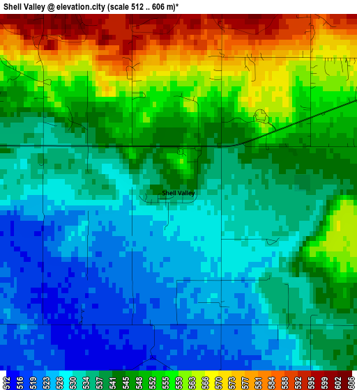 Shell Valley elevation map