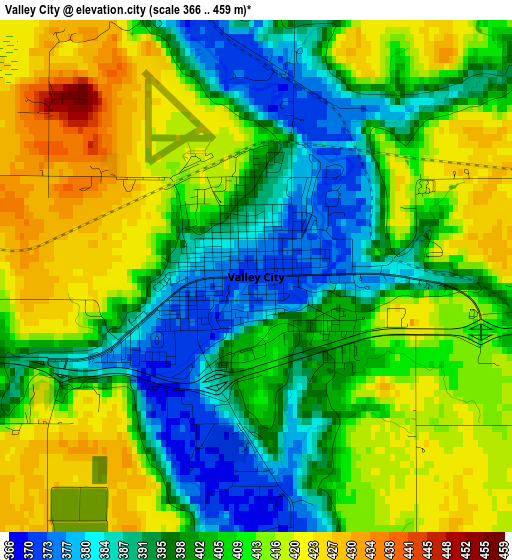 Valley City elevation map