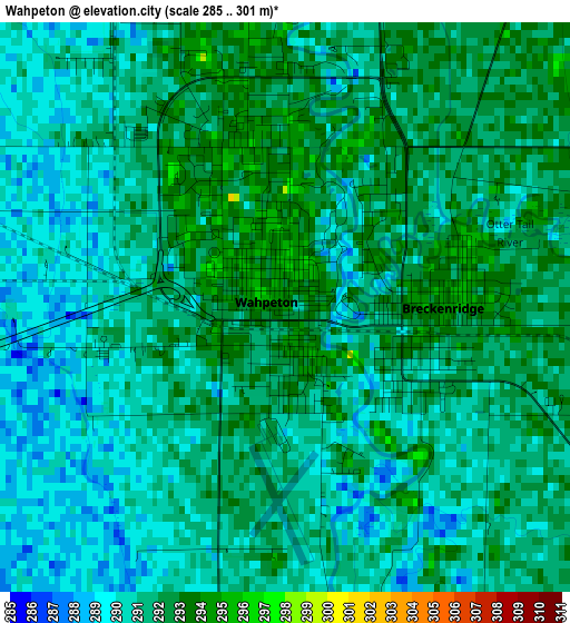 Wahpeton elevation map