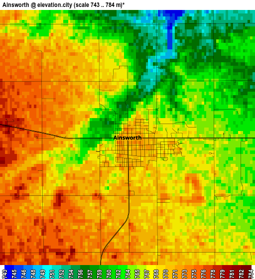 Ainsworth elevation map