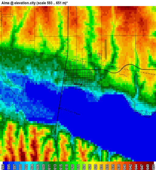 Alma elevation map