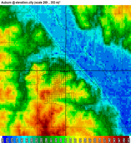 Auburn elevation map