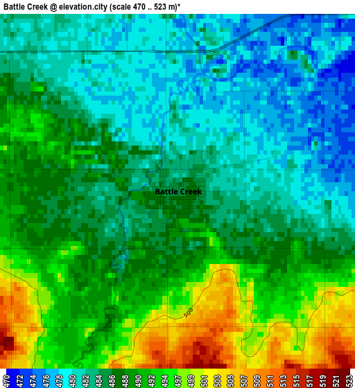 Battle Creek elevation map